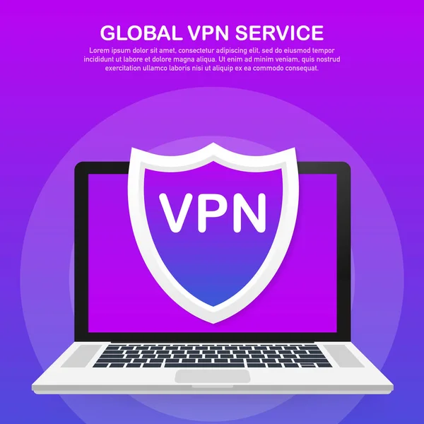 Vpn 连接。安全的虚拟专用网络连接概念。紫外颜色的等向矢量插图. — 图库矢量图片