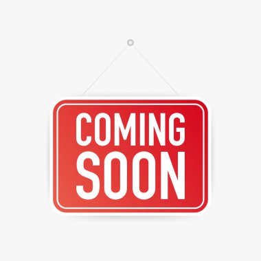 Yakında beyaz arka planda asılı olacak. Kapıya imza atın. Vektör illüstrasyonu.