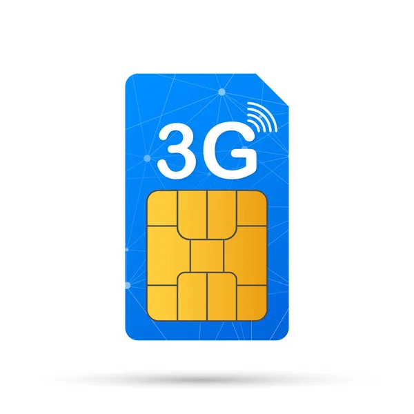 Tarjeta SIM 3G. Símbolo de tecnología de telecomunicaciones móviles. Ilustración vectorial . — Vector de stock