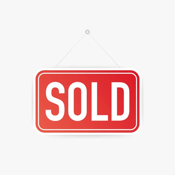 Sold hanging sign on white background. Sign for door. Vector illustration. — Stock Vector
