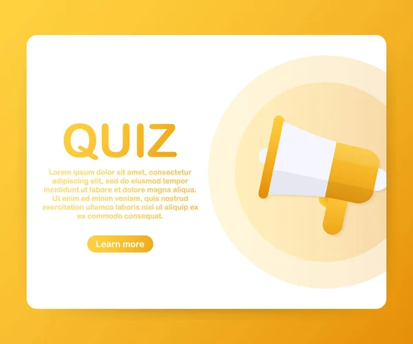 Megafone Mão, conceito de negócio com texto Quiz. Ilustração vetorial — Vetor de Stock