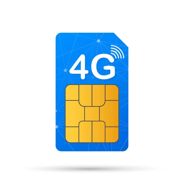 Tarjeta Sim 4G. Símbolo de tecnología de telecomunicaciones móviles. Ilustración vectorial . — Vector de stock