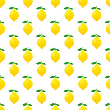 Limon desen. Beyaz arka plan üzerinde izole sarı limon vektör çizim.