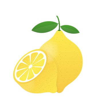 Limon. Beyaz arka plan üzerinde izole sarı limon vektör çizim.