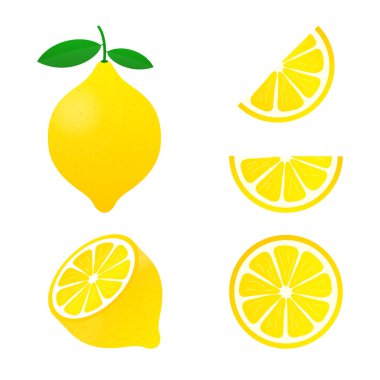 Limon. Beyaz arka plan üzerinde izole sarı limon vektör çizim.