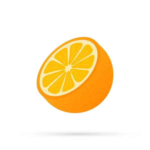 Orange mit ganzen Blättern und Orangenscheiben. Vektorillustration von Orangen. — Stockvektor