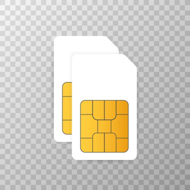Vektör Mobil cep telefonu SIM kart çip üzerinde arka izole. Vektör çizim.