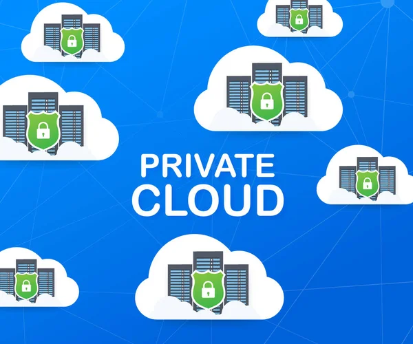 VPC. Cloud privé au sein d'une icône de l'entreprise de gestion manuelle de stockage de données sécurisé. Illustration vectorielle . — Image vectorielle