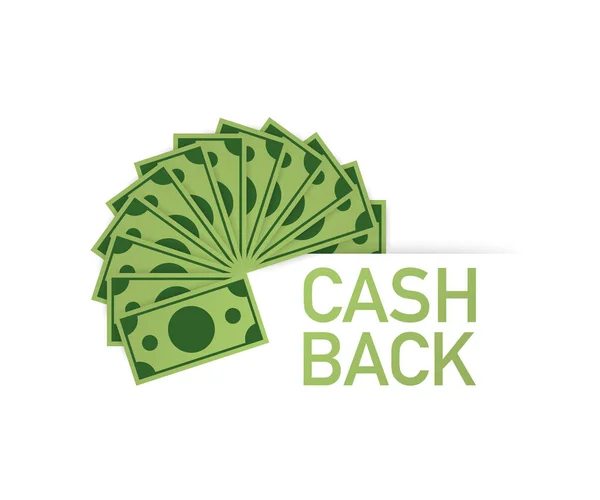 Icona Cash back isolata su sfondo bianco. Rimborso in contanti o etichetta di rimborso. Illustrazione vettoriale . — Vettoriale Stock