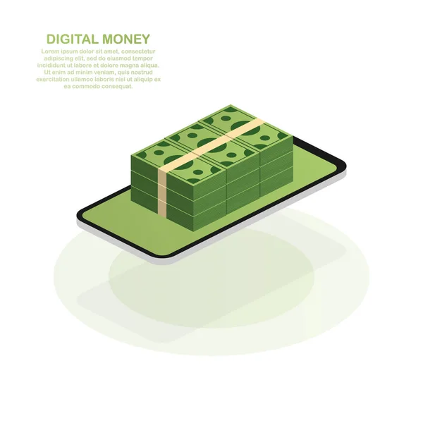 Modell tervezése honlap lapos design koncepció digitális marketing. Digitális pénz. Vektoros illusztráció. — Stock Vector