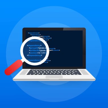 Test yazılımı. Yazılım geliştirme iş akışı süreci test analiz kavramı kodlama. Vektör çizim.