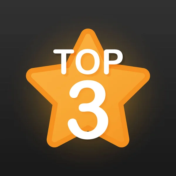 Top 3 - Top Three gold label on black background. Vector illustration.