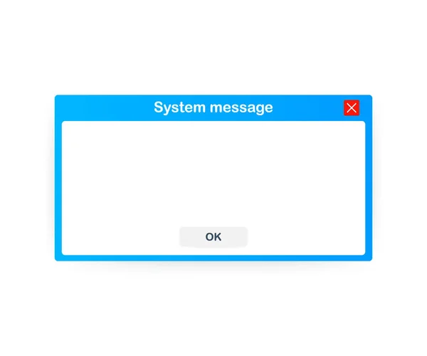 Gamla skolan operativa System meddelandemall. Klassiska dator användargränssnittet med Ok knappar. Vektorillustration. — Stock vektor