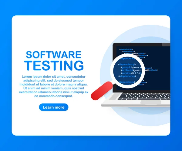 Software testing. Software development workflow process coding testing analysis concept. Vector illustration. — Stock Vector