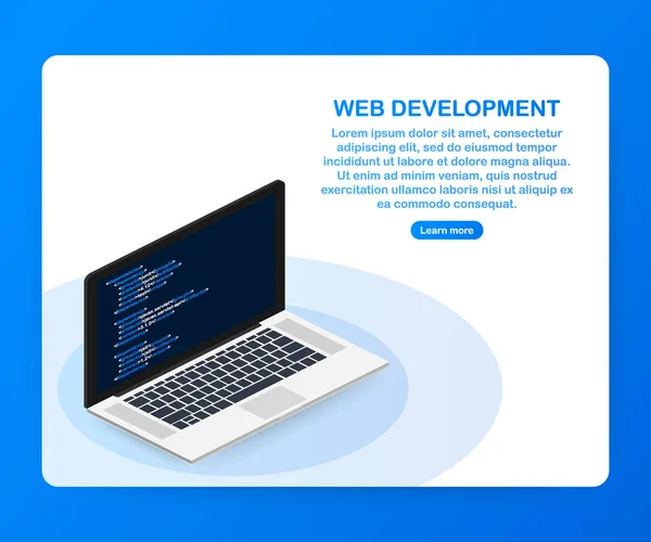 Programming, web development concept. Code on the screen laptop. Vector illustration. — Stock Vector