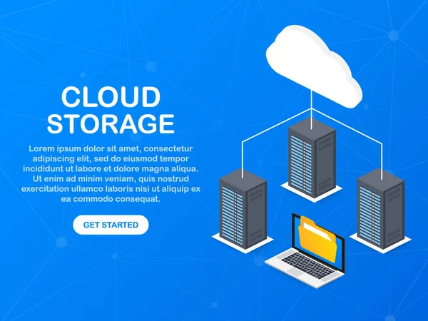 Protezione Dei Dati Concetto Piatto Cloud Storage Design Simbolo Simbolo — Vettoriale Stock