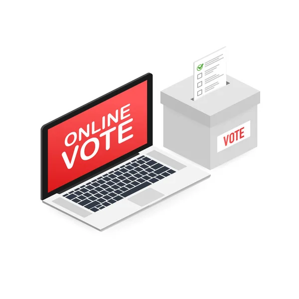 Flache isometrische Vektor-Konzept Online-Abstimmung, E-Voting, Wahl Internet-System. Vektorillustration. — Stockvektor