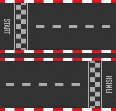 Ralli yarış çizgi iz veya yol işaretleme. Araba ya da karting yol yarış vektör arka plan. Vektör çizim.