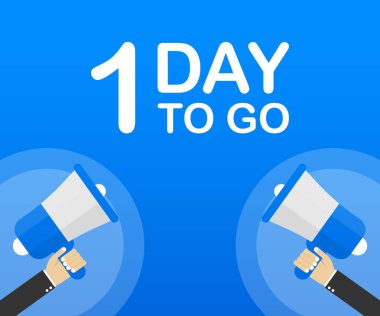 1 gün düz simgesi mavi zemin üzerine gitmek. Banner pazarlama ve reklam iş için. Vektör çizim.