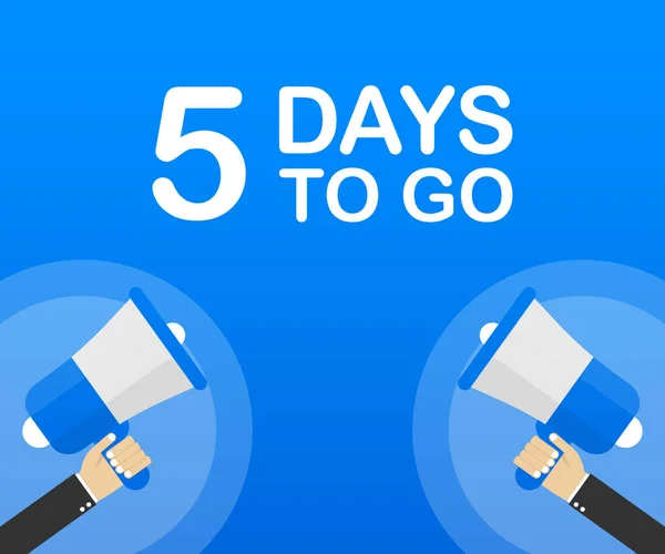 5 días para ir icono plano sobre fondo azul. Banner para negocios, marketing y publicidad. Ilustración vectorial . — Archivo Imágenes Vectoriales