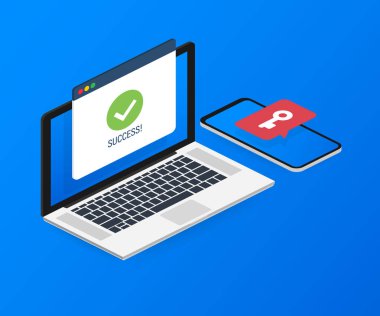 İkili kimlik doğrulama pankartı ve metin yeri. Web afişi, bilgi grafikleri, kahraman resimleri için kullanılabilir. Vektör illüstrasyonu.