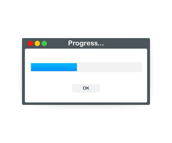 Chargement de la fenêtre de données avec barre de progression sur fond blanc. Illustration vectorielle — Image vectorielle