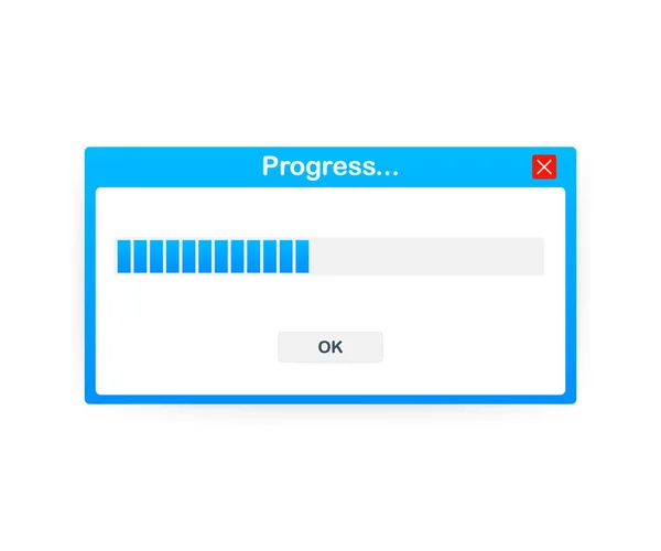 Chargement de la fenêtre de données avec barre de progression sur fond blanc. Illustration vectorielle — Image vectorielle