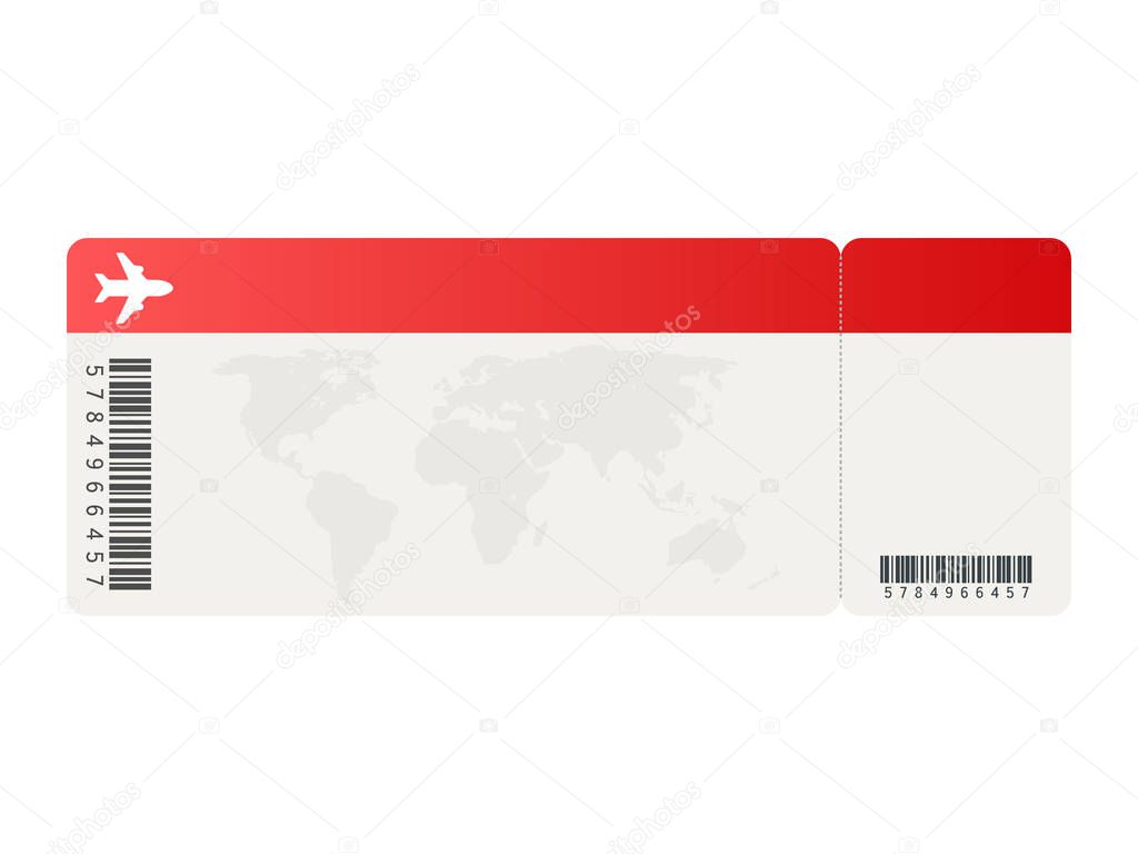 Airline tickets or boarding pass inside of special service envelope. Vector illustration.