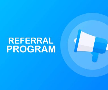 Referans programıyla El Tutma Megafonu. Vektör illüstrasyonu.
