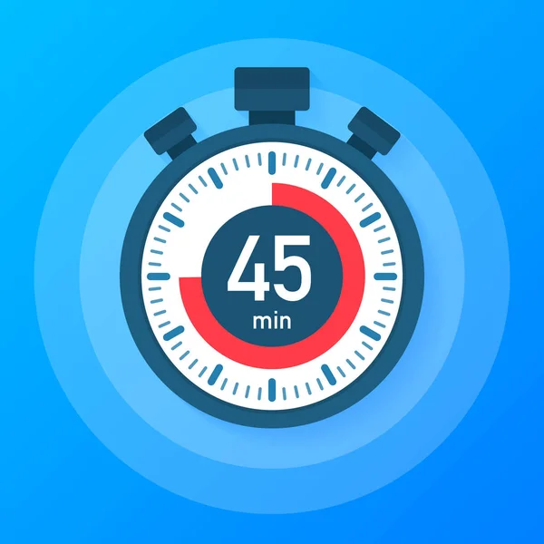 Die 45 Minuten, Stoppuhr-Vektor-Symbol. Stoppuhr-Symbol im flachen Stil, Timer auf farbigem Hintergrund. Vektorillustration. — Stockvektor