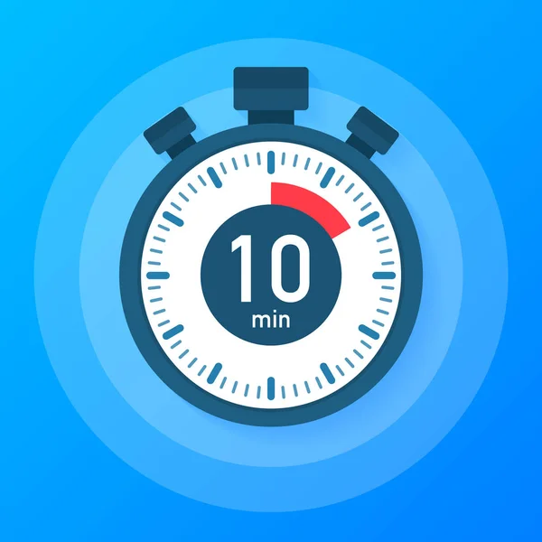 Los 10 minutos, icono de vectores de cronómetro. Icono de cronómetro en estilo plano, temporizador encendido sobre fondo de color. Ilustración vectorial. — Vector de stock