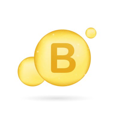 B vitamini altın renkli ikon. Akrep asidi. Vektör illüstrasyonu