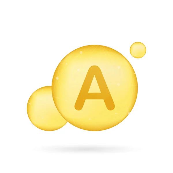 Vitamine A icône brillante d'or. Acide ascorbique. Illustration vectorielle — Image vectorielle