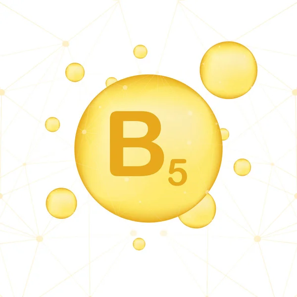 Vitamine B 5 or icône brillante. Acide ascorbique. Illustration vectorielle — Image vectorielle