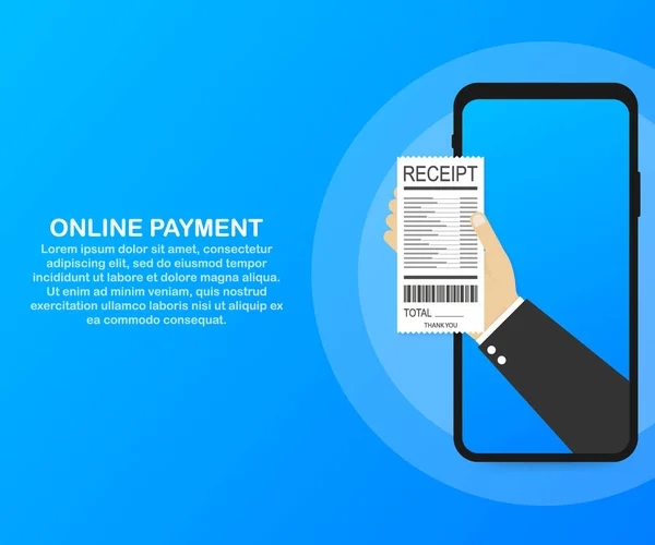 Vector concept of receipt, online payment, money transfer, mobile wallet. Vector illustration. — Stock Vector