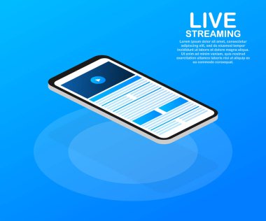 Kavram canlı akış web sayfası, afiş, tanıtım, sosyal medya, belgeler için. Online video izle. vektör çizim.