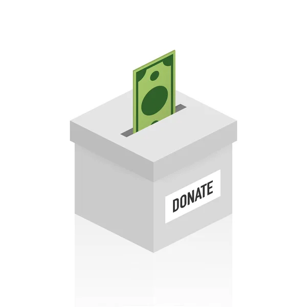 Caridad, concepto de donación. Donar dinero con caja Negocios, finanzas. Ilustración vectorial. — Vector de stock