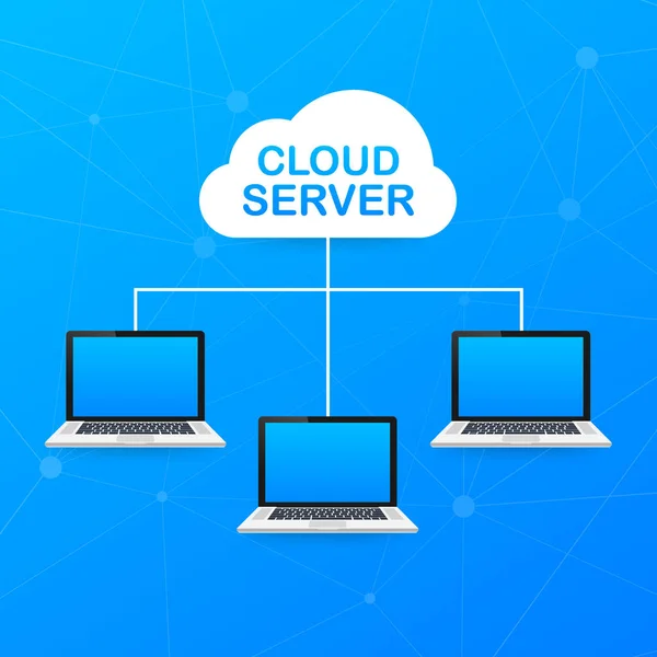 Ilustração do servidor de nuvem isométrica. Cloud network server vector illustration concept (em inglês). Ilustração vetorial . — Vetor de Stock