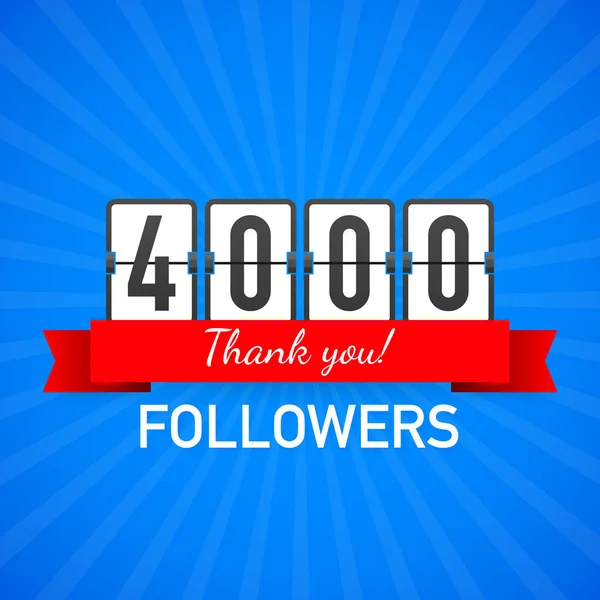 4k followers, Thank You, social sites post. Спасибо последователям поздравительной открытки. Векторная иллюстрация . — стоковый вектор