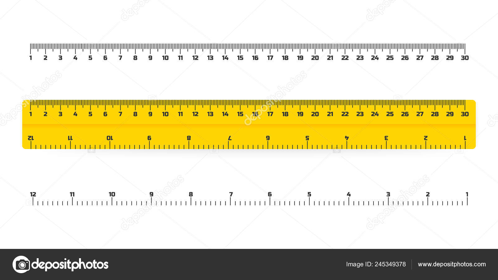 Wooden rulers 30 centimeters with shadows isolated on white. Measuring  tool. School supplies. Vector illustration. Stock Vector by ©appleboy  245349378