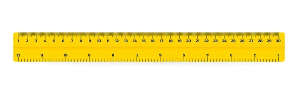 Dřevěná pravítka 30 centimetrů se stíny izolované na bílém. Nástroj měření. Školní potřeby. Vektorové ilustrace. — Stockový vektor
