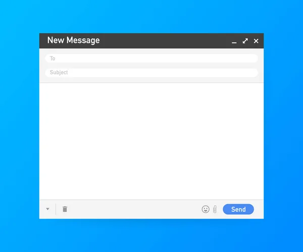 E-Mail-Vorlage. Leere E-Mail-Browser-Fenster. E-Mail-Nachricht Webseiten-Vektorrahmen. Vektorillustration. — Stockvektor