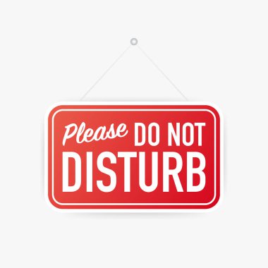 Beyaz arka plan asılı tabelada rahatsız etmeyin. Kapı için oturum açın. Vektör çizim.