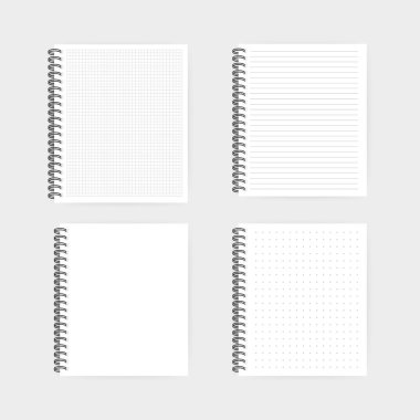 Not defteri modeli, imajınız, mesajınız ya da kurumsal kimlik bilgileriniz için yer var. Şeffaf arkaplanda gölgesi olan boş bir maket. Vektör illüstrasyonu.