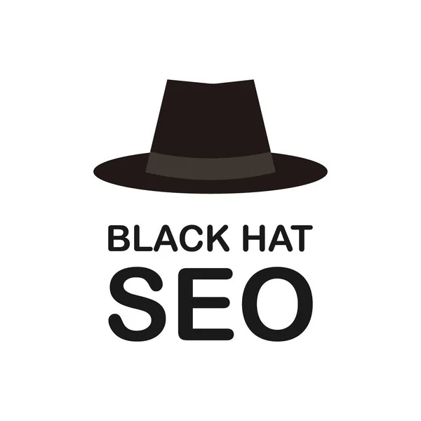 Zwarte hoed seo banner. Vergrootglas, zoekmachine optimalisatie tools en andere tactiek. Vectorillustratie. — Stockvector