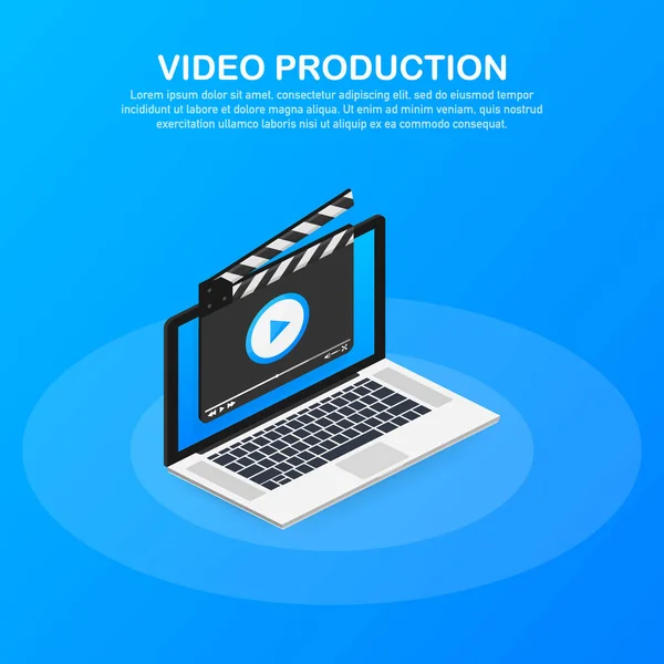 Content production, development, article writing, video. Video production. Vector illustration.