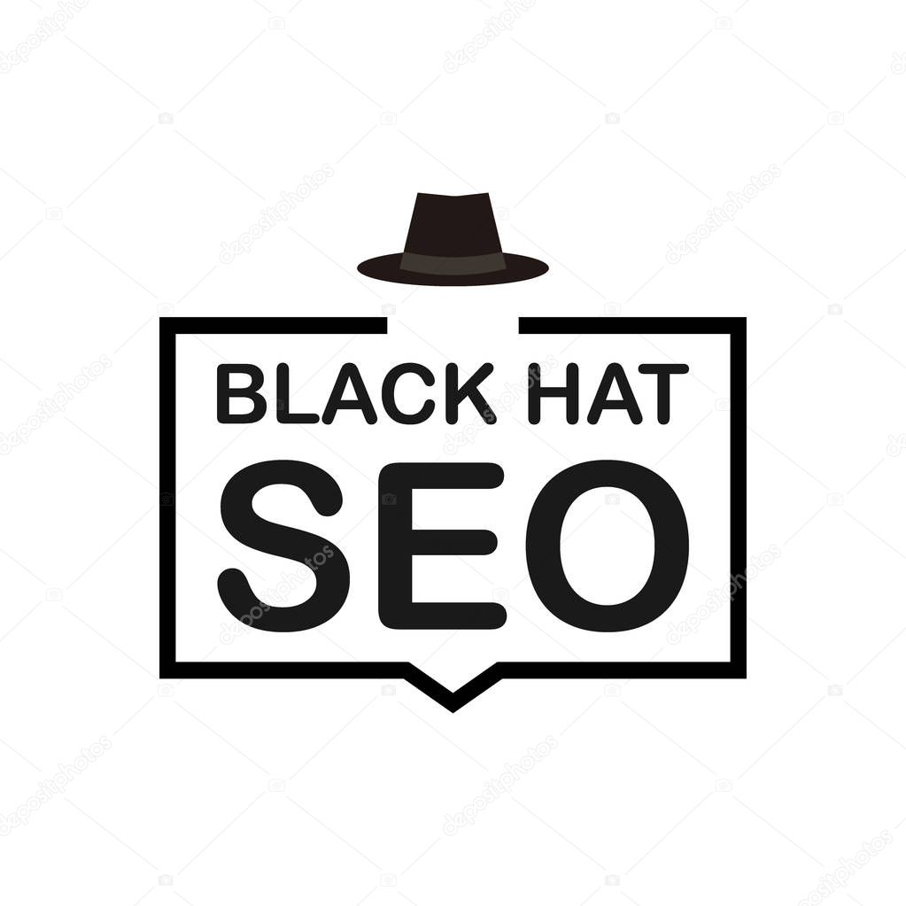 Black hat seo banner. Magnifier, and other search engine optimization tools and tactics. Vector illustration.