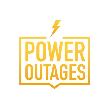 Elektrik kesintileri. Rozet, kutsal kişilerin resmi, damga, logo. Vektör çizim.