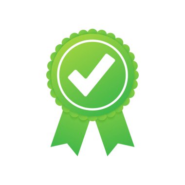 Yeşil yıldız etiket beyaz arka plan üzerinde onayladı. Vektör çizim.