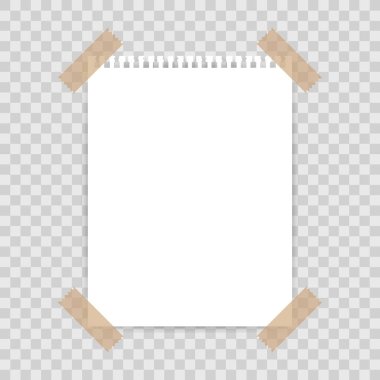 Kare arka plan için yapışkan bant ile sabit boş kağıt arka plan. Vektör çizim.